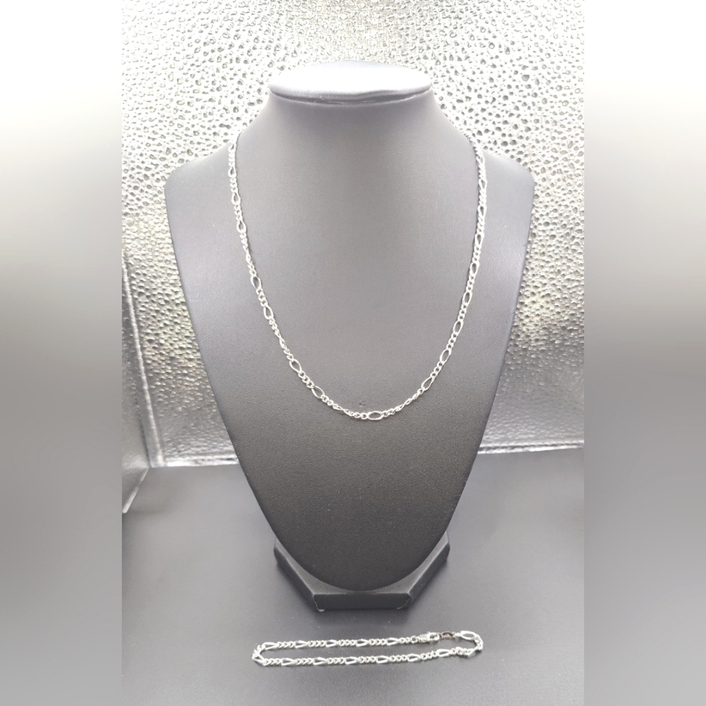 Silver (Rhodium) Necklace and Bracelet Set